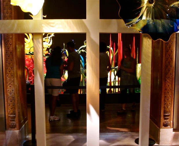 People looking at "Mille Fiori" (taken from the colonnade outside).