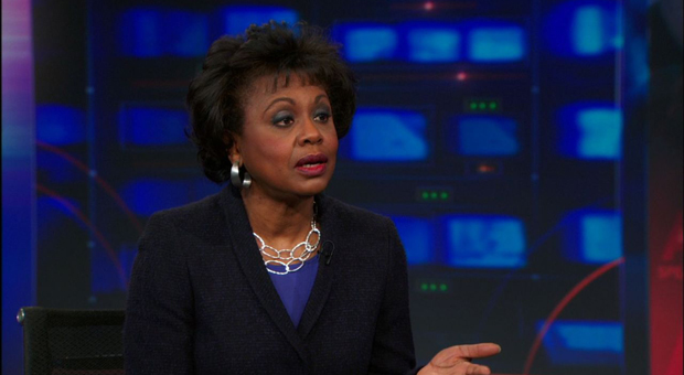 Anita Hill on The Daily Show with Jon Stewart, March 13, 2014. (credit: thecomedynetwork.ca)