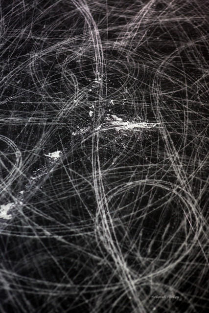 Tracings on the black ice at the Lake Placid competition. (credit: Deborah Hickey Photography)